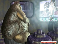 Злобный монстр под водой занимается оральным сексом с 3D девкой