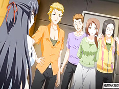 Похотливые ребята в комнате связали и оттрахали хентай девчонок