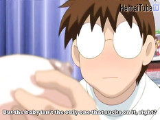 Две хентай девушки занимались лесби сексом и трахались с парнем