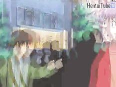 Две хентай девушки занимались лесби сексом и трахались с парнем