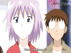 Две хентай девушки занимались лесби сексом и трахались с парнем