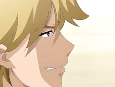 Хентай девушка с красными волосами делает минет и ебётся раком