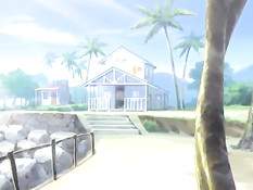 Хентай девушка с красными волосами делает минет и ебётся раком