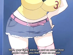 Хентай девушка с красными волосами делает минет и ебётся раком