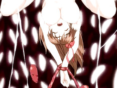 Хентай девушка с красными волосами делает минет и ебётся раком