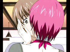 Хентай женщина с красными волосами сделала минет и села сверху