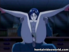 Аниме девка в офисе дрочит мужику хуй своими большими сиськами