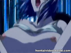 Аниме девка в офисе дрочит мужику хуй своими большими сиськами