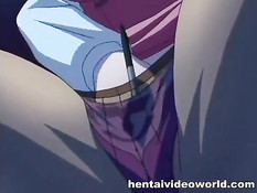 Аниме девка в офисе дрочит мужику хуй своими большими сиськами