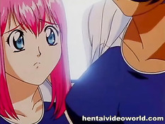 Две грудастые хентай лесбиянки целовались и трахались в бассейне