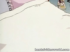 Аниме блондинка на кровати занимается лесбийским сексом с рыжей