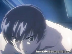 Парень раздел хентай девку в очках и оттрахал сверху на кровати