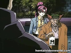 Парень раздел хентай девку в очках и оттрахал сверху на кровати