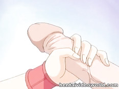 Сиськастая хентай девушка отсасывает члены и трахается с парнями