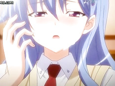 Потрогал аниме девушку за соски и оттрахал вибратором и членом