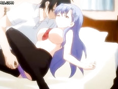 Потрогал аниме девушку за соски и оттрахал вибратором и членом