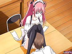 Молодой человек отлизал киску и отодрал рыжую хентай горничную