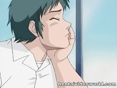 Похотливый парень связал и оттрахал в попу хентай девку в очках