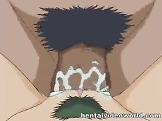 Хентай девушку с зелёными волосами ебут и заставляют сосать член