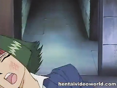 Хентай девушку с зелёными волосами ебут и заставляют сосать член