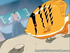 Развратные хентай девчонки отсасывают член молодому очкарику