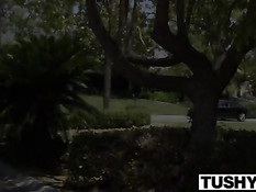 Симпатичная Kimberly Brix анусом насаживается на здоровый член