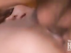 Парень ласкает грудь и ебёт на кровати японскую девку Yui Hatano