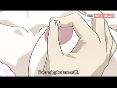 Светловолосая хентай девушка сосёт и ебётся с парнем на скамейке