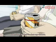 Светловолосая хентай девушка сосёт и ебётся с парнем на скамейке