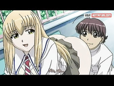 Светловолосая хентай девушка сосёт и ебётся с парнем на скамейке