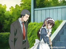 Мужчина соблазнил и оттрахал в киску молодую хентай горничную