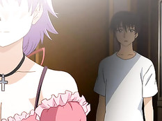 Хентай девушка ночью в лесу дрочит член сиськами и ебётся раком