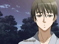 Хентай девушка ночью в лесу дрочит член сиськами и ебётся раком