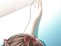 Грудастая хентай брюнетка в ванной дрочит член и ебётся с парнем