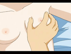 Парень на кровати трахается с хентай девкой с зелёными волосами