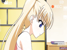 Парень насаживает на член светловолосую грудастую хентай девку