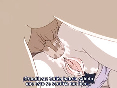 Сисястая хентай девушка разбудила парня и трахнулась на кровати