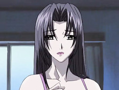 Сисястая хентай девушка разбудила парня и трахнулась на кровати