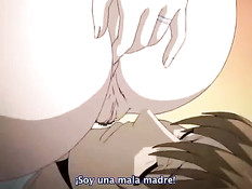 Сисястая хентай девушка разбудила парня и трахнулась на кровати