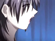 Сисястая хентай девушка разбудила парня и трахнулась на кровати