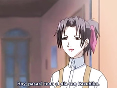 Сисястая хентай девушка разбудила парня и трахнулась на кровати