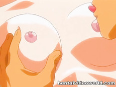 Аниме девчонка с красными волосами занимается сексом с рыцарем