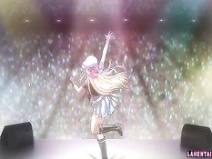 Грудастая хентай блондинка целуется и трахается с парнем в душе