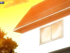 Аниме блондиночка с массивными сиськами оттрахана раком в лесу