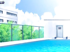 Аниме блондиночка с массивными сиськами оттрахана раком в лесу