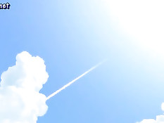 Аниме блондиночка с массивными сиськами оттрахана раком в лесу