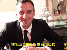 Связанная дамочка в чёрном наряде жёстко оттрахана в рот и попу