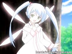 Хентай девушка с большой грудью развязывает парня и сосёт член