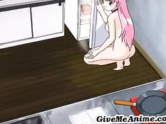 Он увидел хентай девку с розовыми волосами и отодрал на кровати