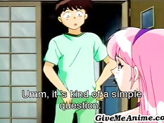 Он увидел хентай девку с розовыми волосами и отодрал на кровати